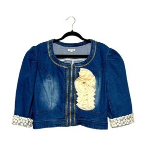 Style Vintage Y2K Girly Indie Pop Coquette Denim Jacket Womens Sz M Cottagecore